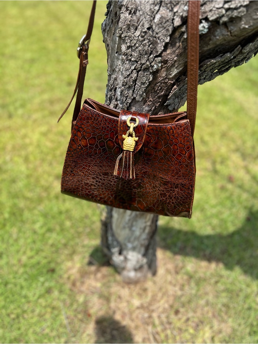 Vintage Sondra Roberts Crocodile-Embossed shoulder bag